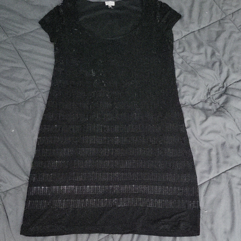 Dynamite Black Striped Sequined Dress